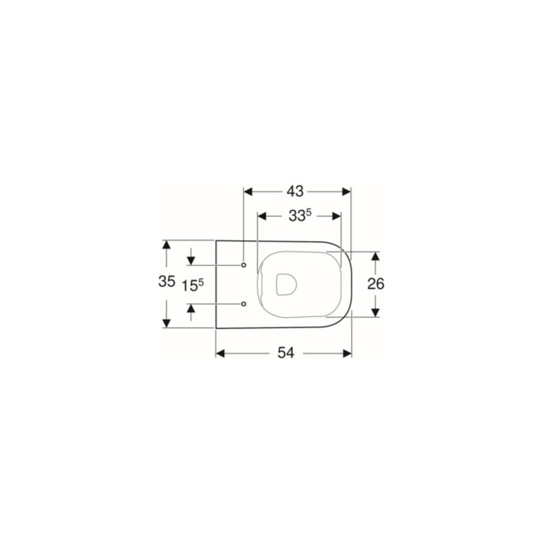 Geberit Wand-WC-Tiefspüler Smyle Square KeraTect/we, 4,5 l, geschl. F., rimfree