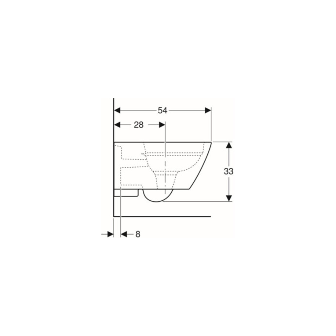 Geberit Wand-WC-Tiefspüler Smyle Square KeraTect/we, 4,5 l, geschl. F., rimfree