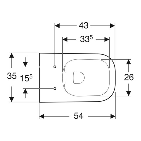 Geberit Wand-WC-Tiefspüler Smyle Square KeraTect/we, 4,5 l, geschl. F., rimfree