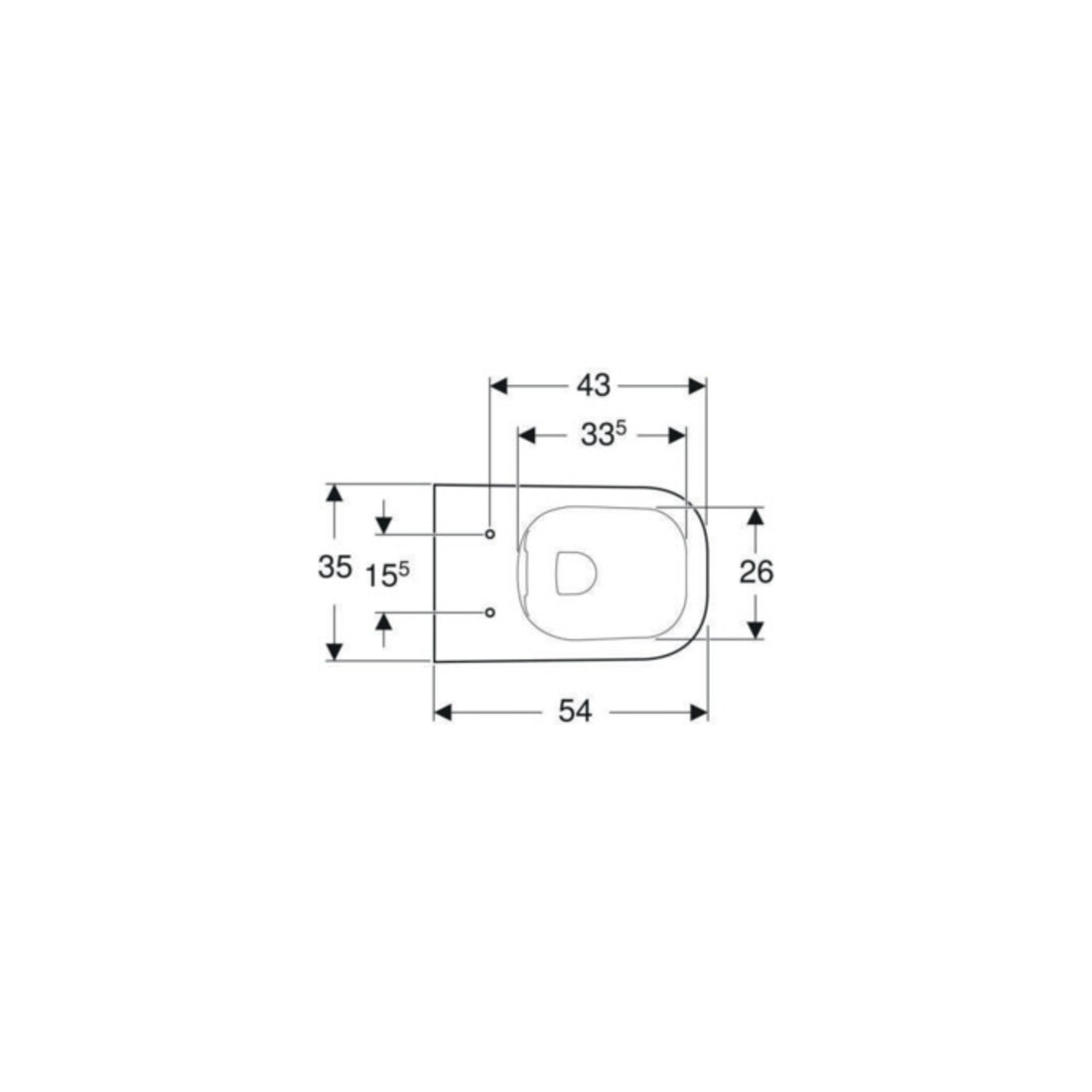 Geberit Wand-WC-Tiefspüler Smyle Square KeraTect/we, 4,5 l, geschl. F., rimfree