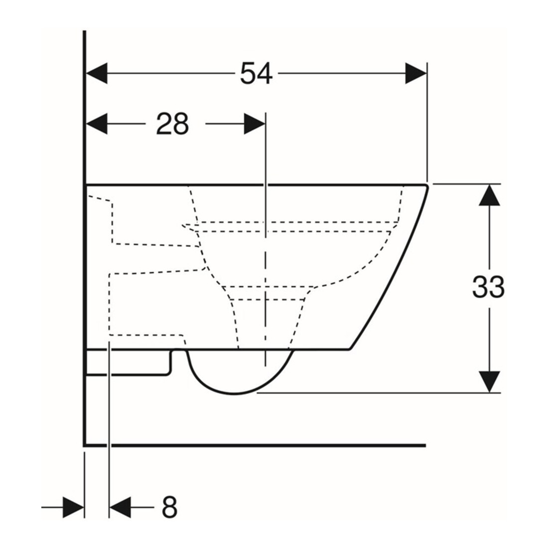 Geberit Wand-WC-Tiefspüler Smyle Square weiß, 4,5 l, geschlossene Form, rimfree