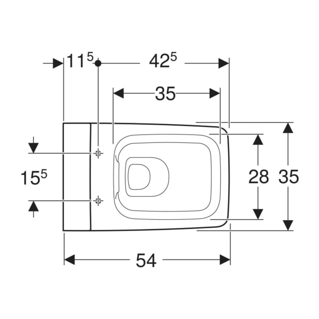 Geberit Wand-WC, Tiefspüler Xeno2 KeraTect/we, 4,5 l, geschl. F., rimfree