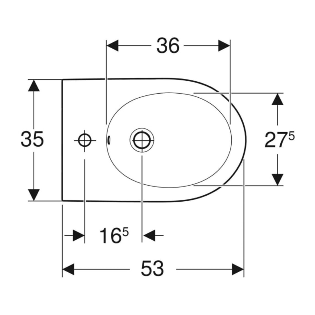 Geberit Wandbidet Acanto 35,5x27,5x53cm, weiß KeraTect