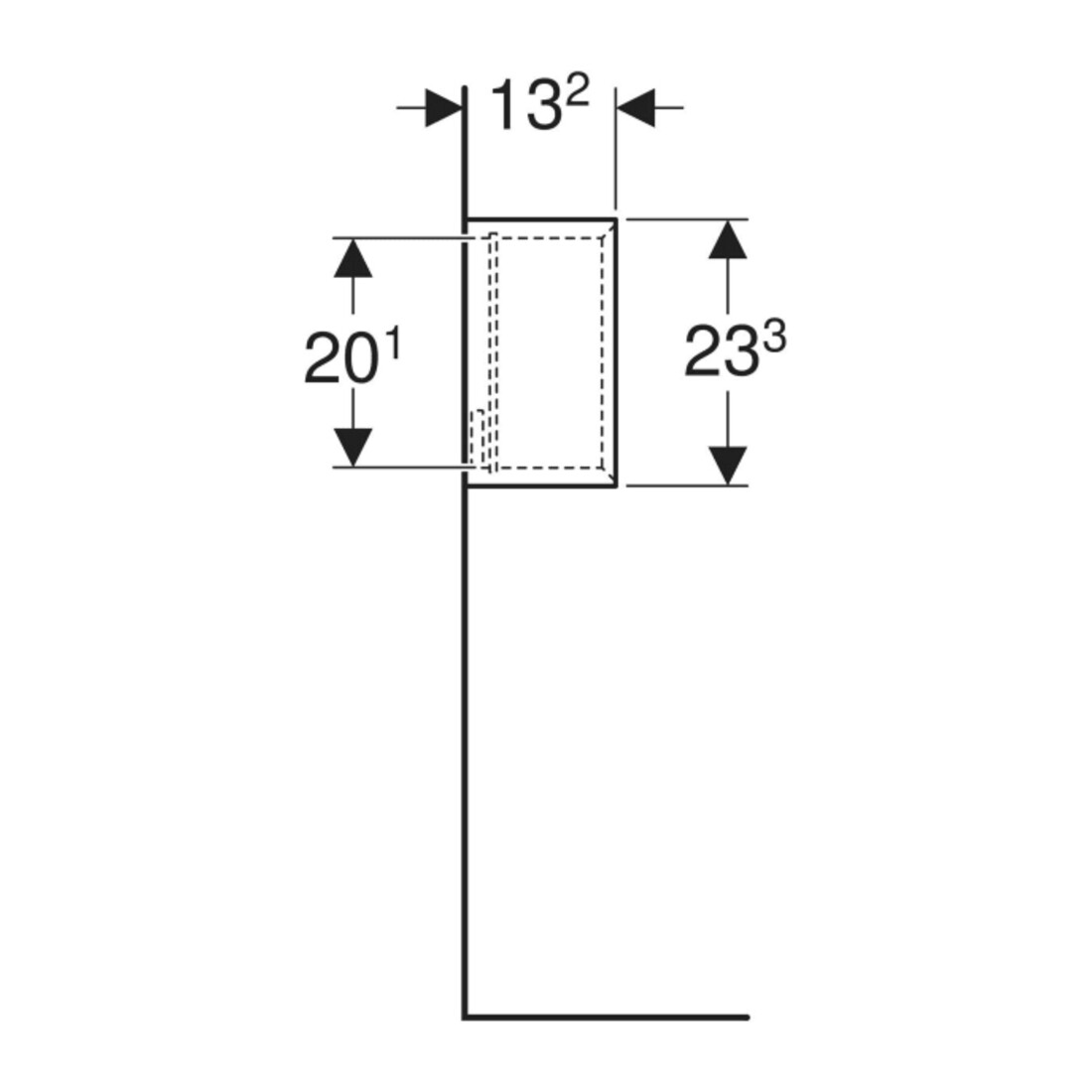 Geberit Wandbox 45x23,3x13,2cm, recht., we/ma lackiert