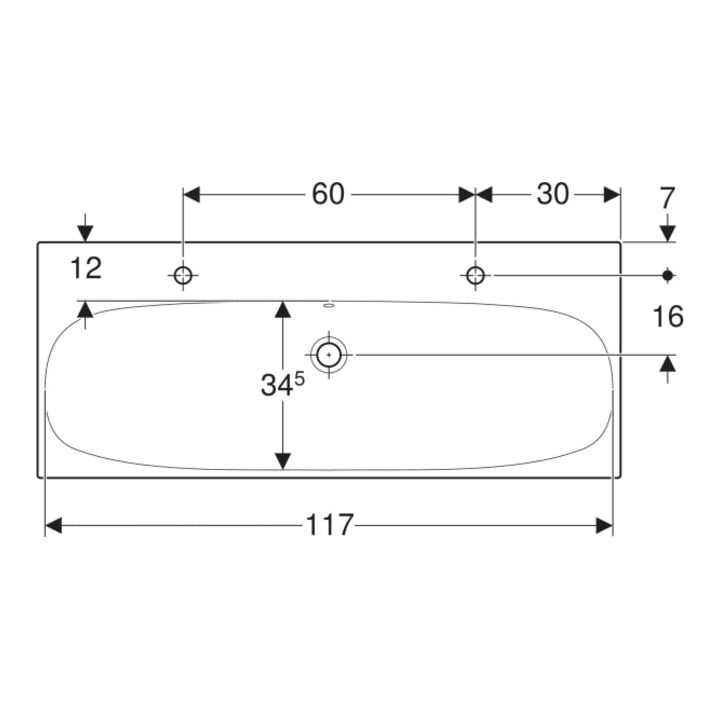 Geberit Waschtisch Acanto 120x48,2cm, m Ü, HL re + li, we. K-Tect