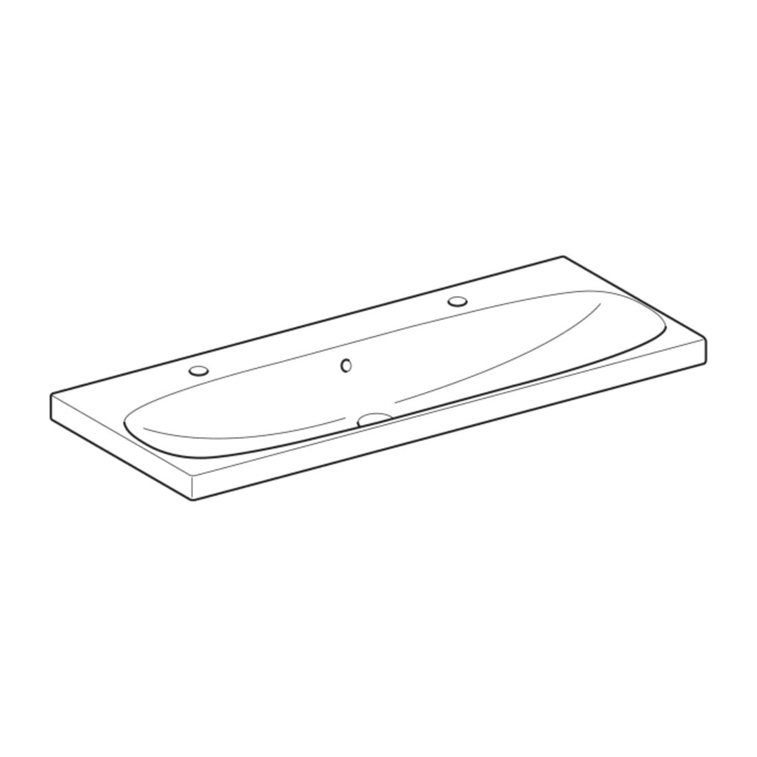 Geberit Waschtisch Acanto 120x48,2cm, m ÜL, Hahnl. re + li, weiß