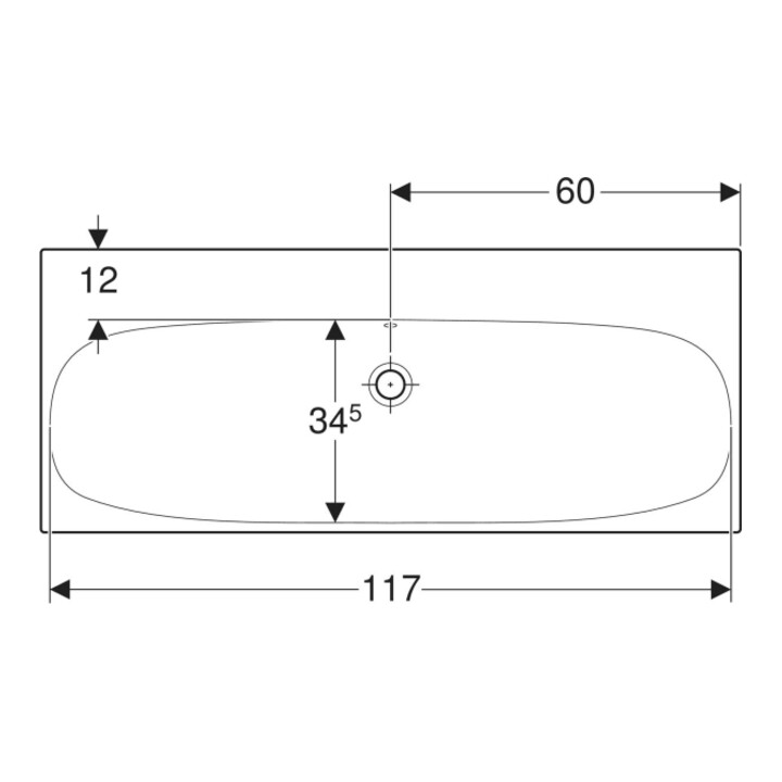 Geberit Waschtisch Acanto 120x48,2cm, m ÜL, o. Hahnl., we. K-Tect