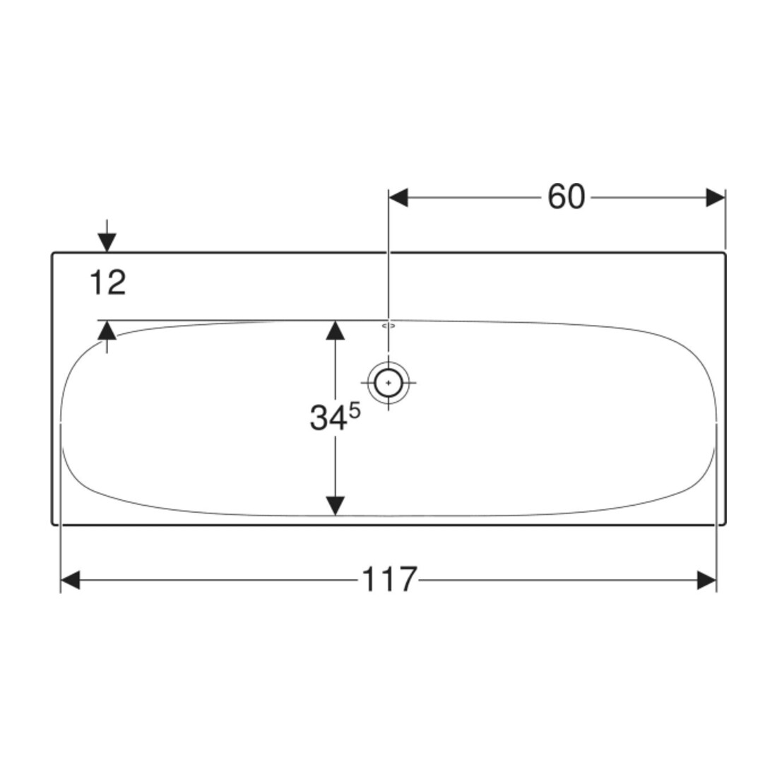 Geberit Waschtisch Acanto 120x48,2cm, m ÜL, o. Hahnl., we. K-Tect