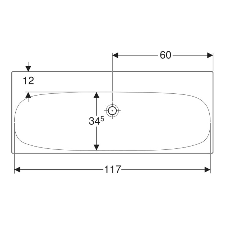 Geberit Waschtisch Acanto 120x48,2cm, o. ÜL/HL, weiß KeraTect