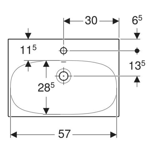 Geberit Waschtisch Acanto 60x42,2cm, m HL, m Ü, vrk A, we. K-Tect