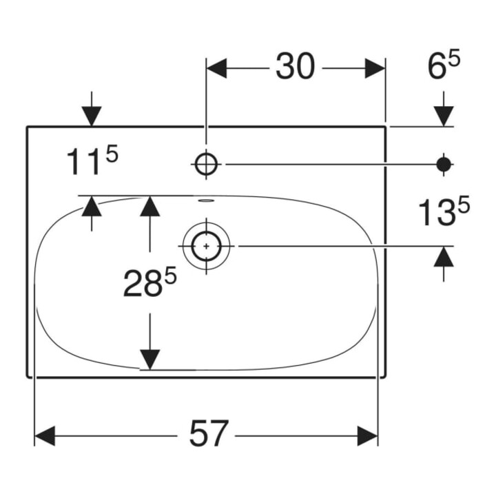 Geberit Waschtisch Acanto 60x42,2cm, m HL, m Ü, vrk A, we. K-Tect
