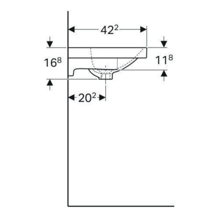 Geberit Waschtisch Acanto 60x42,2cm, m HL, m ÜL, verk. Ausl., we.