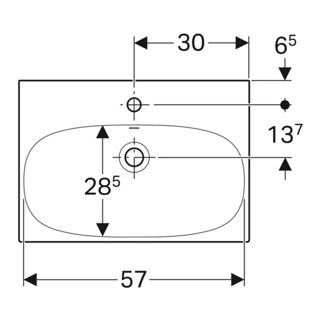 Geberit Waschtisch Acanto 60x42,2cm, m HL, m ÜL, verk. Ausl., we.