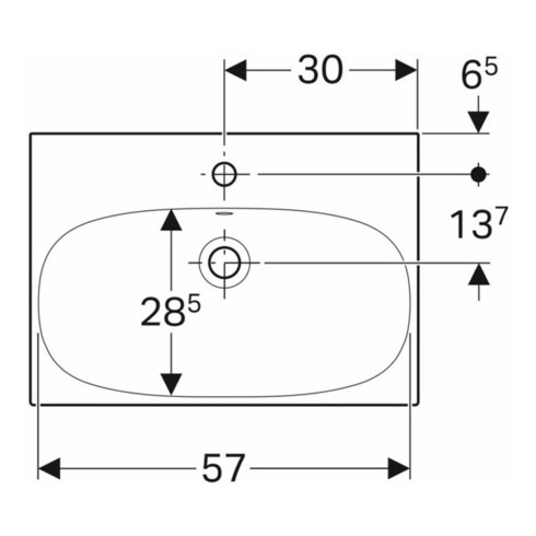 Geberit Waschtisch Acanto 60x42,2cm, m HL, m ÜL, verk. Ausl., we.