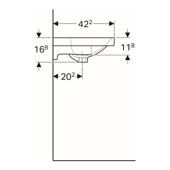Geberit Waschtisch Acanto 60x42,2cm, m HL, m ÜL, verk. Ausl., we.
