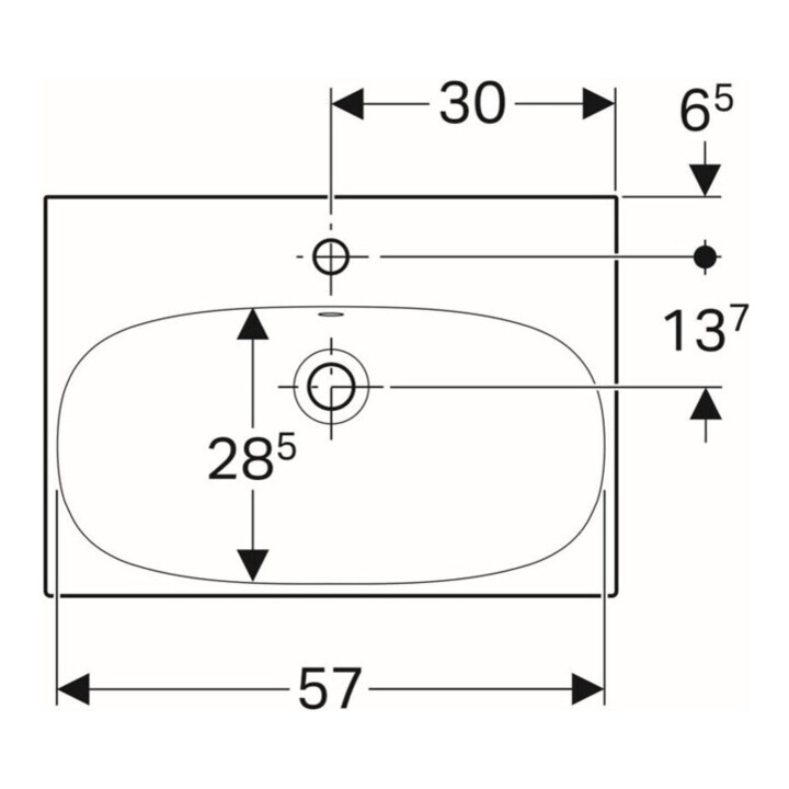 Geberit Waschtisch Acanto 60x42,2cm, m HL, m ÜL, verk. Ausl., we.