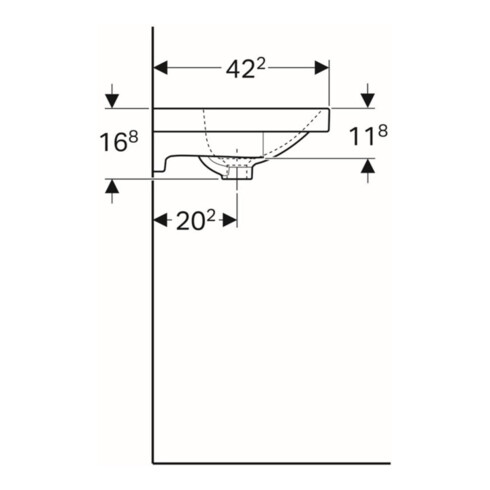 Geberit Waschtisch Acanto 60x42,2cm, m HL, m ÜL, verk. Ausl., we.