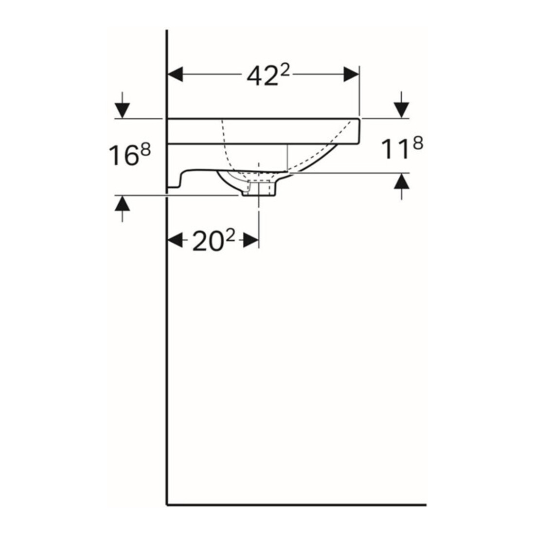 Geberit Waschtisch Acanto 60x42,2cm, m HL, m ÜL, verk. Ausl., we.