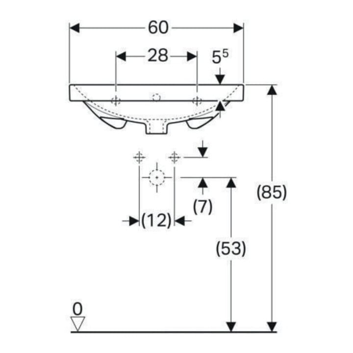 Geberit Waschtisch Acanto 60x48,2cm, m Hahnl., m ÜL, weiß KeraTect