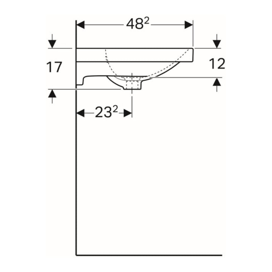 Geberit Waschtisch Acanto 60x48,2cm, m Hahnl., m ÜL, weiß KeraTect