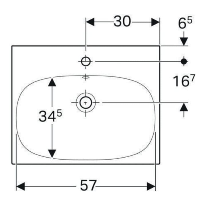 Geberit Waschtisch Acanto 60x48,2cm, m Hahnl., m ÜL, weiß KeraTect