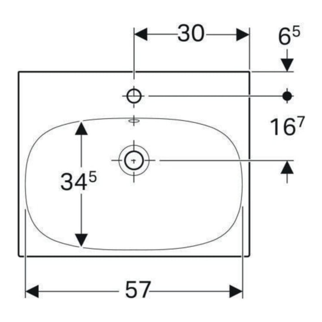 Geberit Waschtisch Acanto 60x48,2cm, m Hahnl., m ÜL, weiß KeraTect