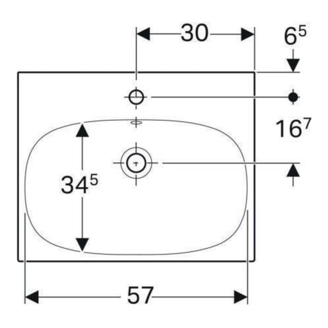 Geberit Waschtisch Acanto 60x48,2cm, m Hahnl., mit Überlauf, weiß