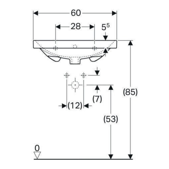 Geberit Waschtisch Acanto 60x48,2cm, m Hahnl., mit Überlauf, weiß