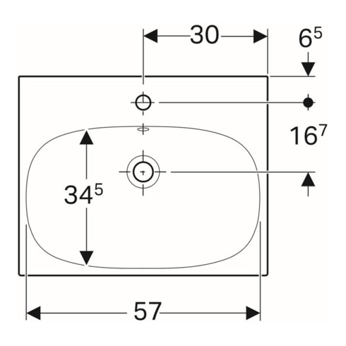 Geberit Waschtisch Acanto 60x48,2cm, m Hahnl., mit Überlauf, weiß