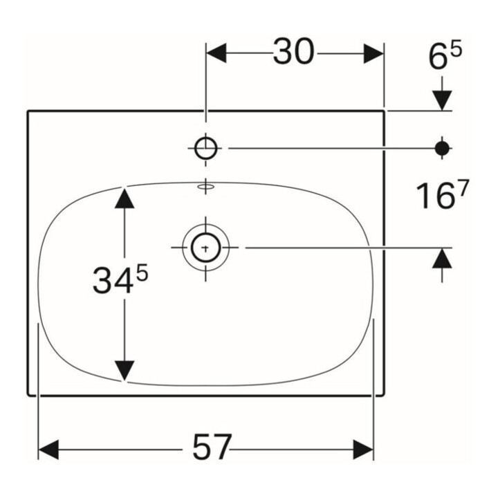 Geberit Waschtisch Acanto 60x48,2cm, m Hahnl., mit Überlauf, weiß