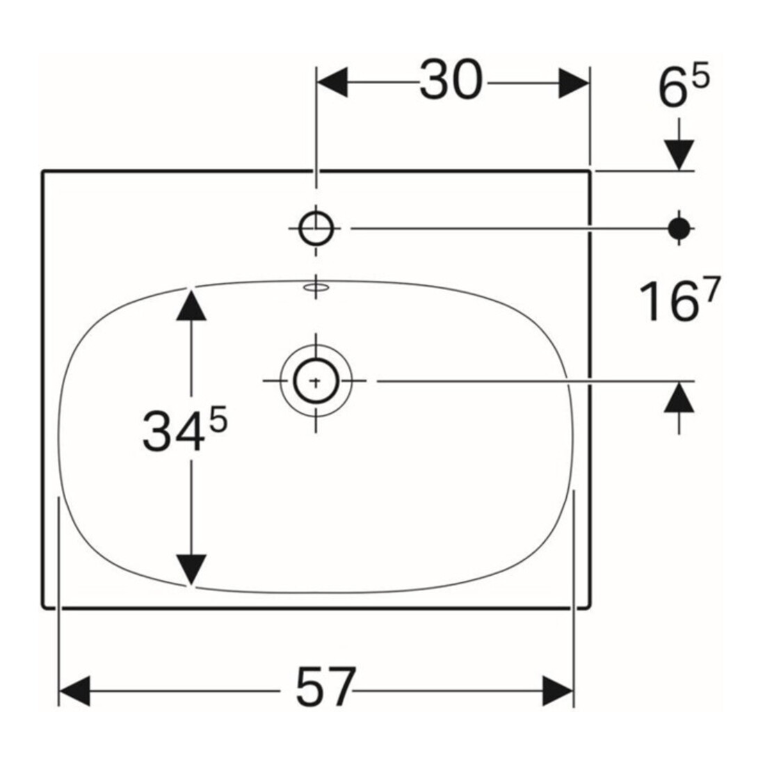 Geberit Waschtisch Acanto 60x48,2cm, m Hahnl., mit Überlauf, weiß