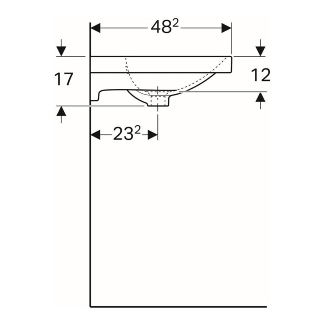 Geberit Waschtisch Acanto 60x48,2cm, m Hahnl., mit Überlauf, weiß