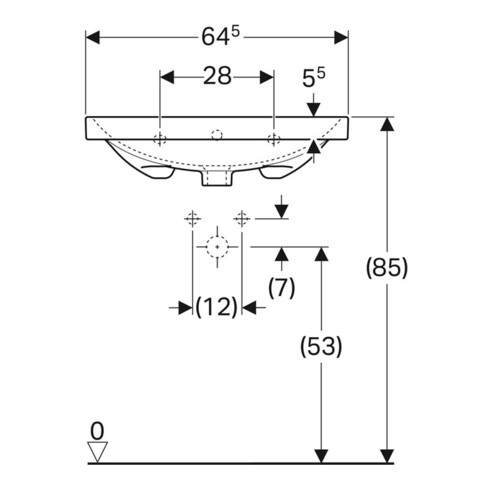 Geberit Waschtisch Acanto 65x48,2cm, m Hahnl., mit Überlauf, weiß