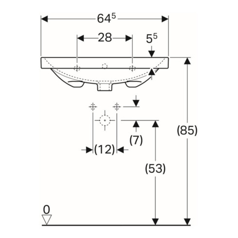 Geberit Waschtisch Acanto 65x48,2cm, m Hahnl., mit Überlauf, weiß