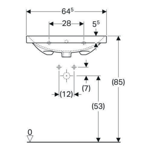 Geberit Waschtisch Acanto 65x48,2cm, m Hahnl., mit Überlauf, weiß