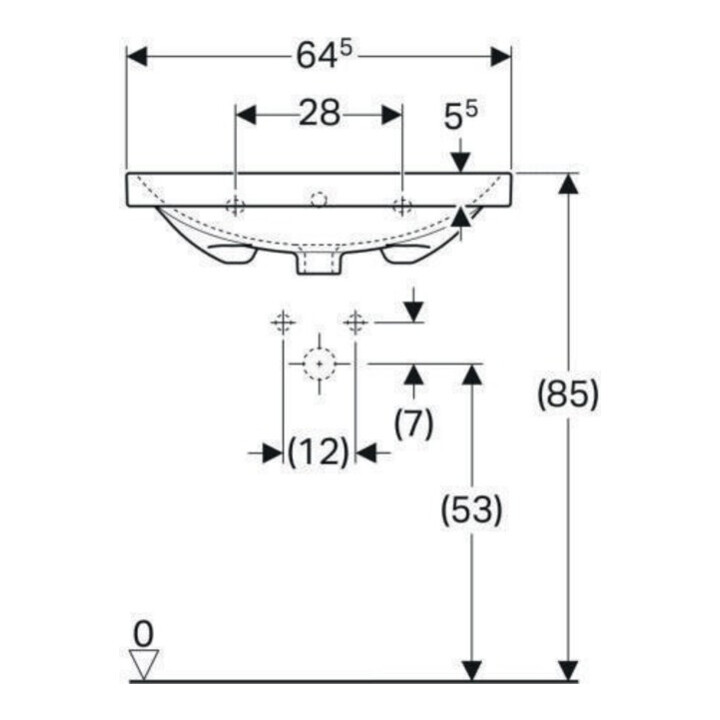 Geberit Waschtisch Acanto 65x48,2cm, m Hahnl., mit Überlauf, weiß