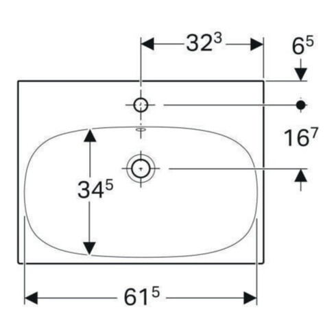 Geberit Waschtisch Acanto 65x48,2cm, m Hahnl., mit Überlauf, weiß