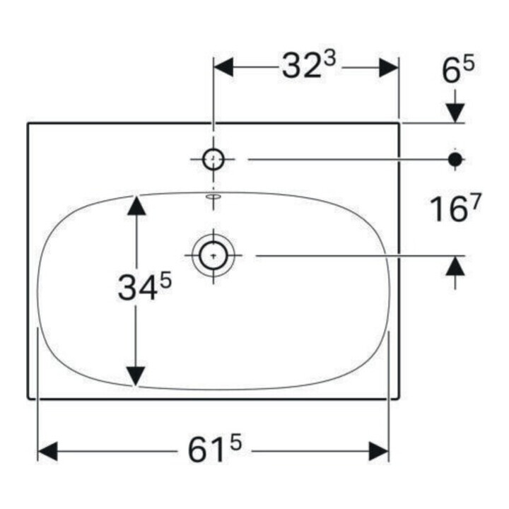 Geberit Waschtisch Acanto 65x48,2cm, m Hahnl., mit Überlauf, weiß