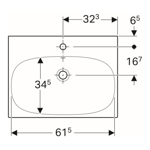 Geberit Waschtisch Acanto 65x48,2cm, m Hahnl., mit Überlauf, weiß
