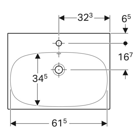 Geberit Waschtisch Acanto 65x48,2cm, m Hahnl., mit Überlauf, weiß