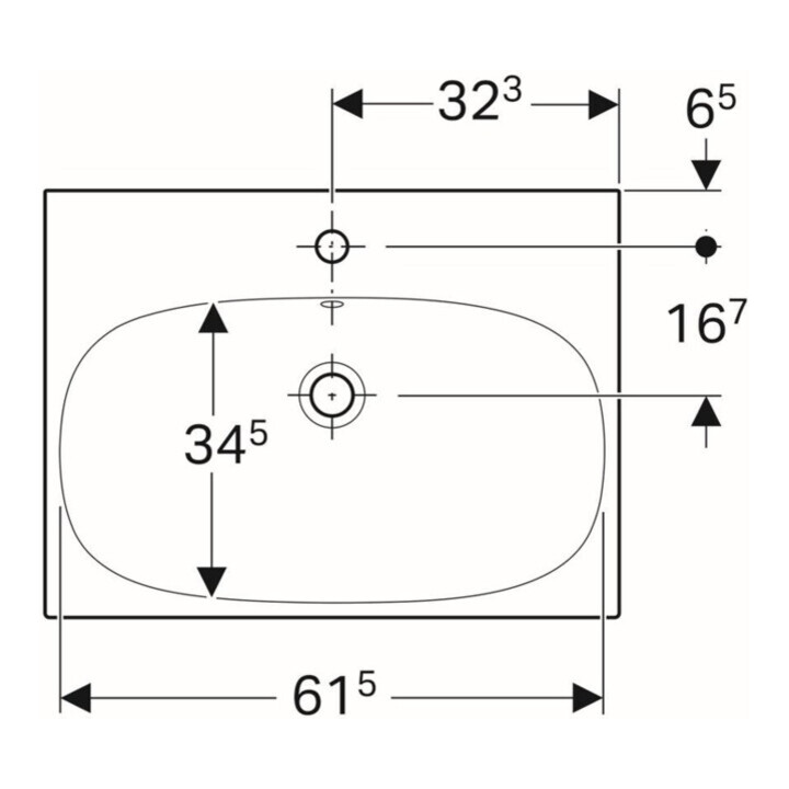 Geberit Waschtisch Acanto 65x48,2cm, m Hahnl., mit Überlauf, weiß
