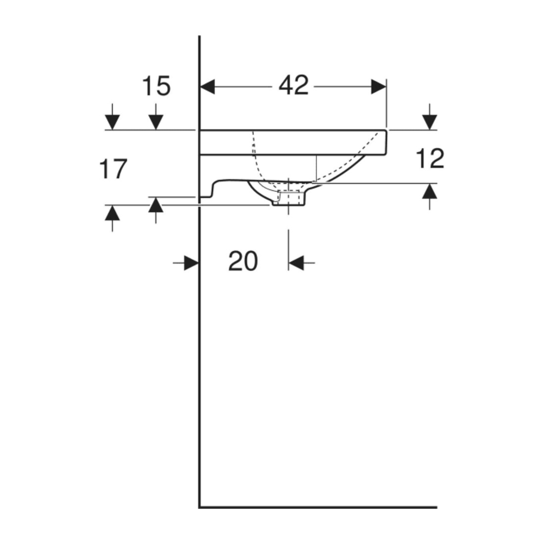 Geberit Waschtisch Acanto 75x42,2cm, m Abl, m HL, m ÜL, we. K-Tect