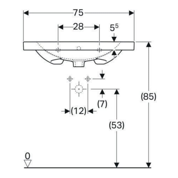 Geberit Waschtisch Acanto 75x48,2cm, m Abl, m Hahnl., m ÜL, we.