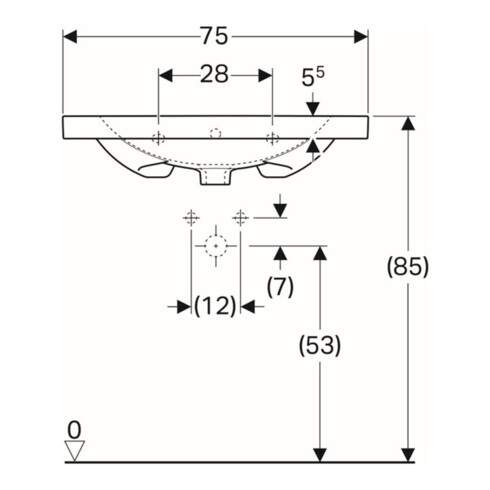 Geberit Waschtisch Acanto 75x48,2cm, m Abl, m Hahnl., m ÜL, we.