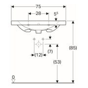 Geberit Waschtisch Acanto 75x48,2cm, m Abl, m Hahnl., m ÜL, we.-4