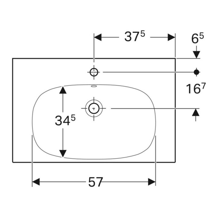 Geberit Waschtisch Acanto 75x48,2cm, m Abl, m Hahnl., m ÜL, we.