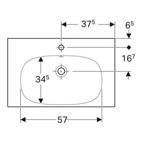 Geberit Waschtisch Acanto 75x48,2cm, m Abl, m Hahnl., m ÜL, we.