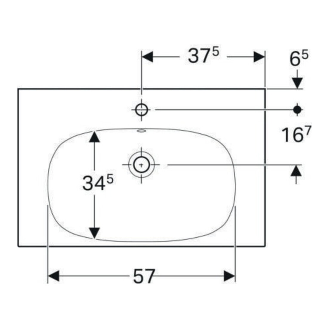 Geberit Waschtisch Acanto 75x48,2cm, m Abl, m Hahnl., m ÜL, we.