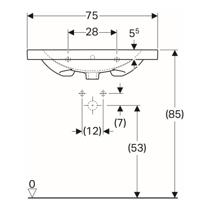 Geberit Waschtisch Acanto 75x48,2cm, m Abl, m Hahnl., m ÜL, we.