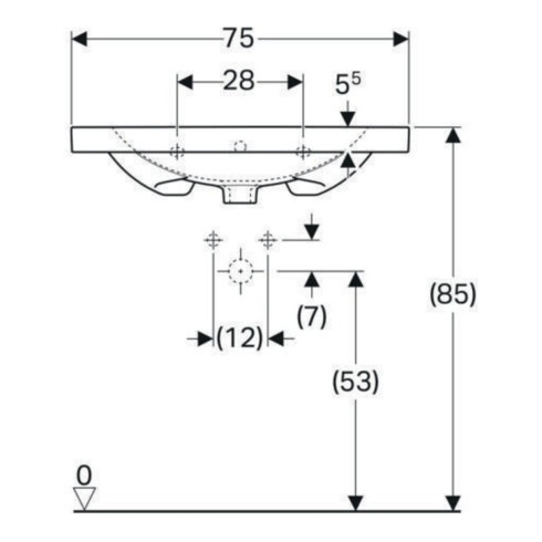 Geberit Waschtisch Acanto 75x48,2cm, m Abl, m Hahnl., m ÜL, we.